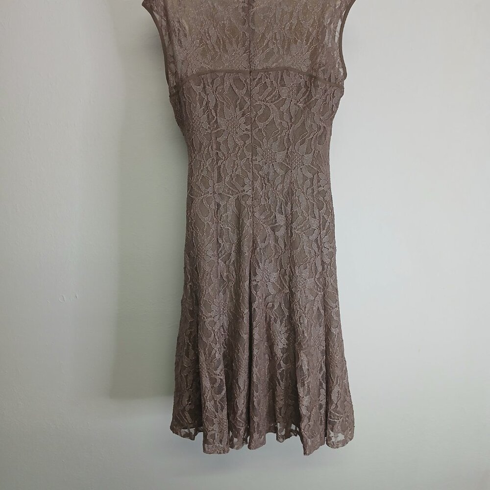 NWOT Anne Klein metallic tan Lace midi dress size 12 - Picture 9 of 12